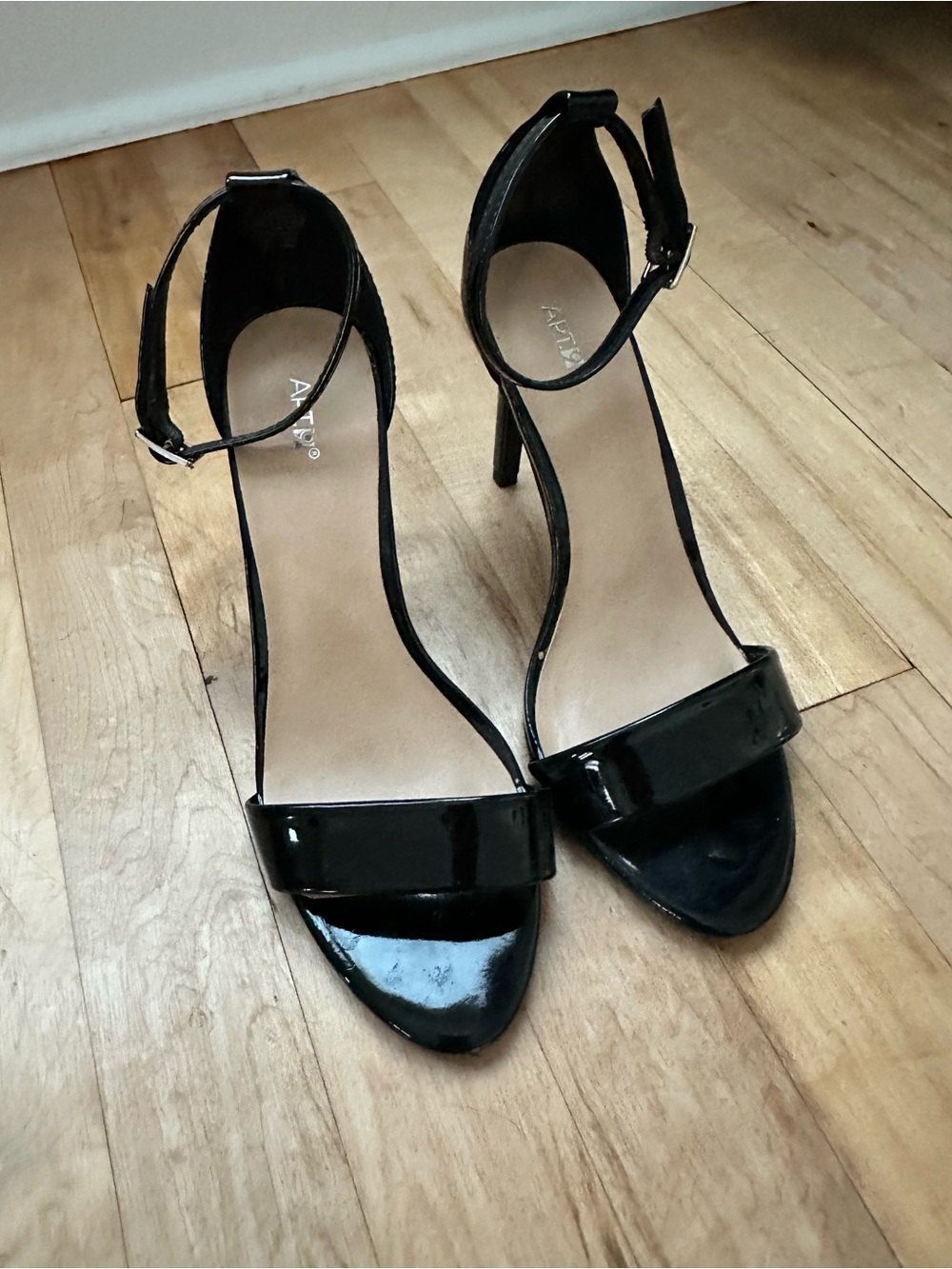 Apt. 9 Black Patent Open-Toe Ankle-Strap Heels